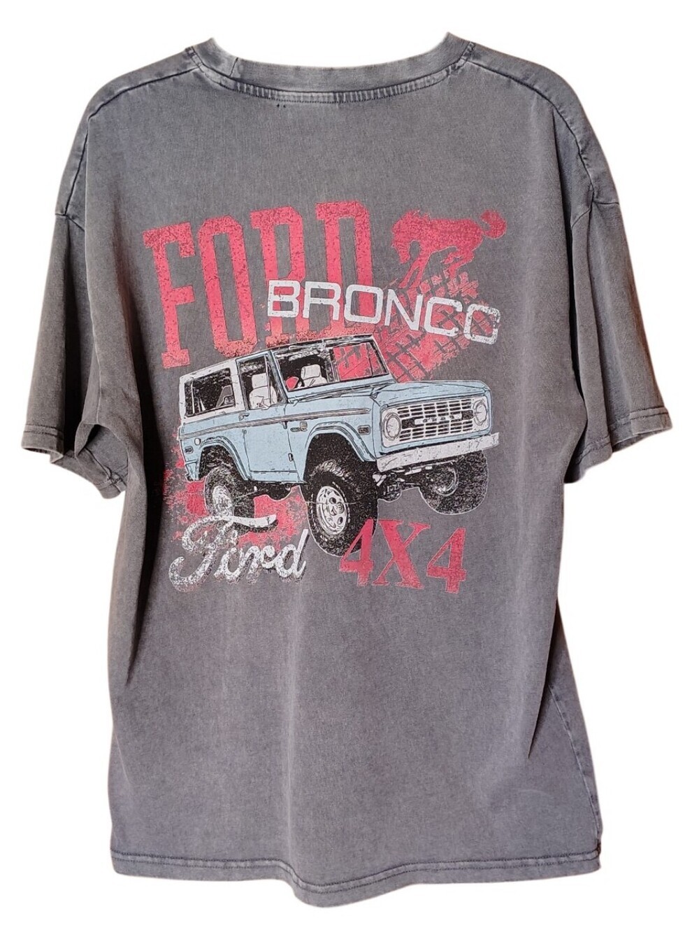 Ford Grey Tee with Red and Light Blue Bronco Graphic Sz Med